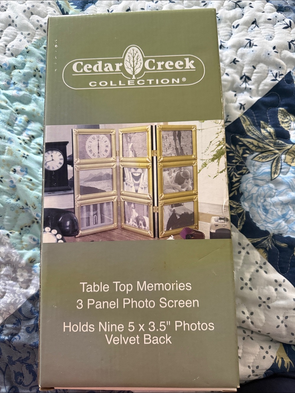 Kirklands Gold Three-Panel Tabletop Photo Screen